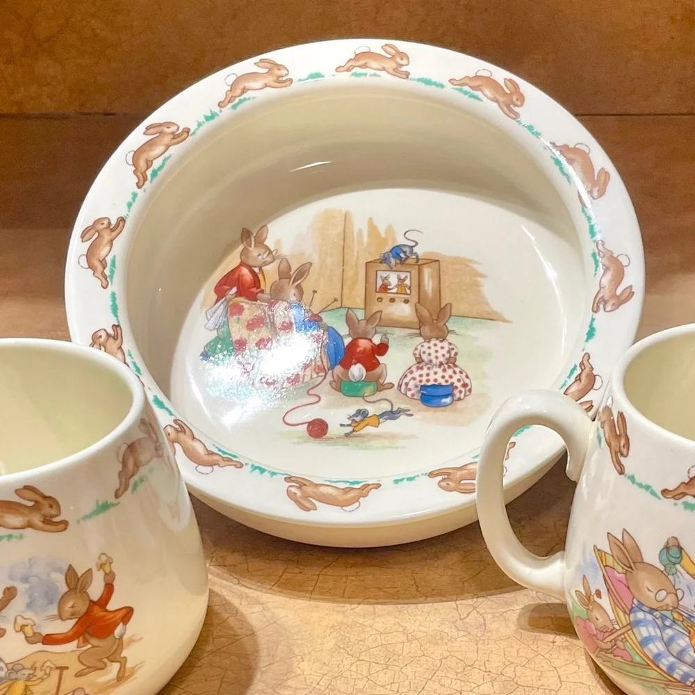 Vintage Royal Doulton Bunnykins Fine Bone China TV Time Cereal/Porridge Bowl